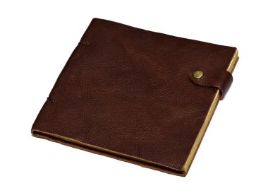 el yapımı deri kahverengi defter üzerinde beyaz izole