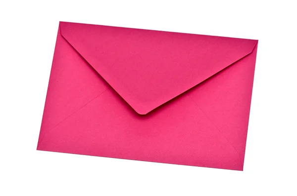 Rosa kuvert på en vit bakgrund — Stockfoto