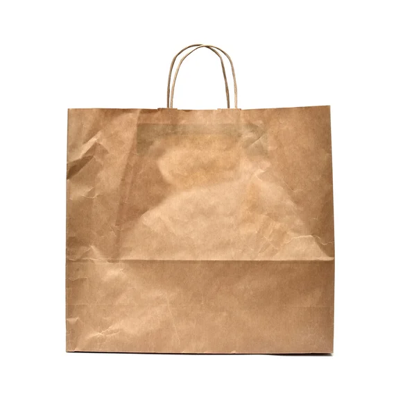 Le devant du sac en papier froissé brun forme le marché — Photo