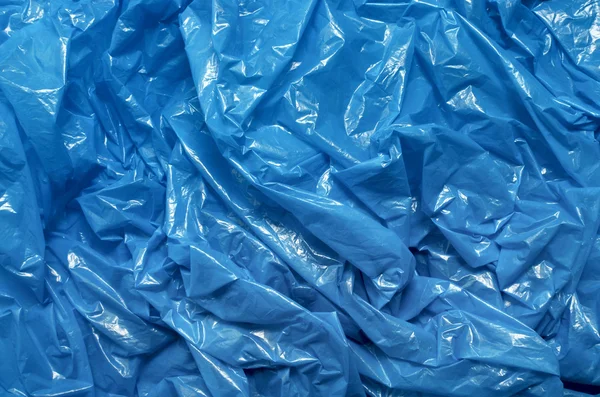 Eine blaue Plastiktüten-Textur, Makro, Hintergrund — Stockfoto