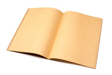 eski stil geri dönüşüm kahverengi defter üzerinde beyaz backgrou izole açın