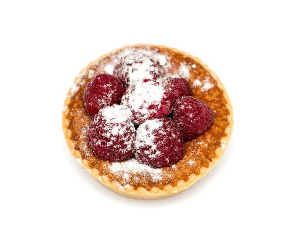 Dessert with raspberries on a white background — Stock Photo, Image