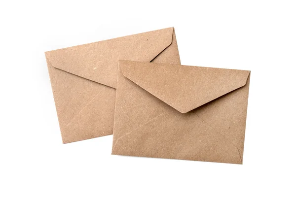 Two brown envelope on a white background — Stock Photo, Image