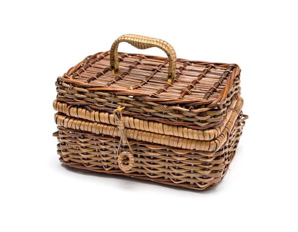 Wicker basket isolated on white background — Stock Photo, Image