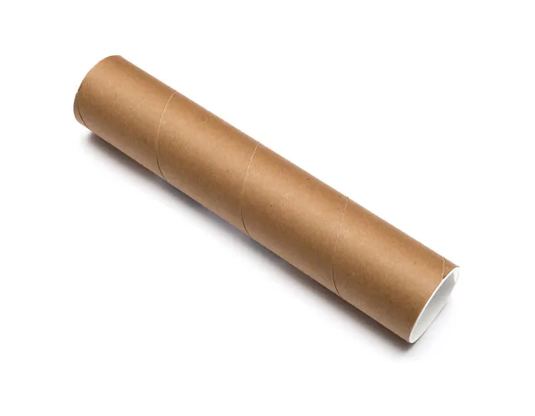 Cardboard tube isolated on white background — Stock Photo, Image