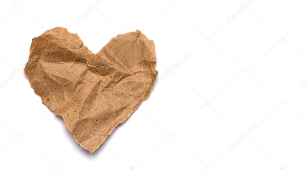 Torn paper heart on a white background