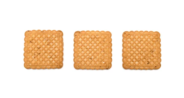 Quadratische Kekse auf weißem Hintergrund — Stockfoto