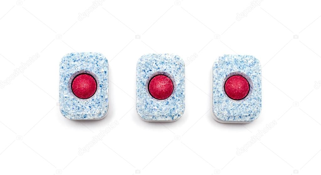 Tablets for dish-washing machine on a white background