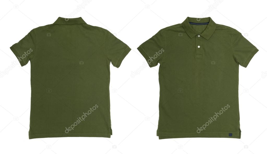 Vintage Dimmed Green color Polo Shirt with white background Men 