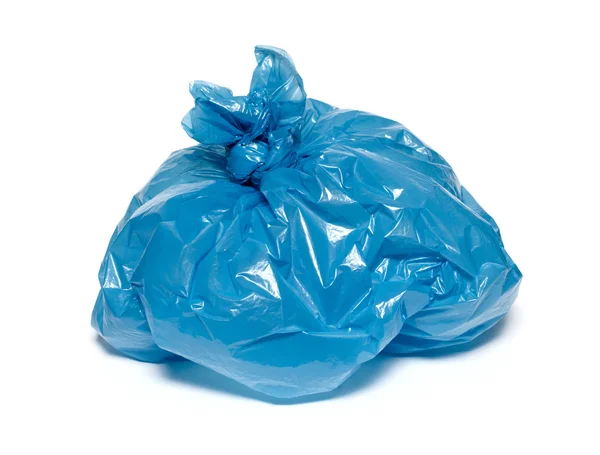 Blue garbage bag isolated on white — Stock Photo, Image