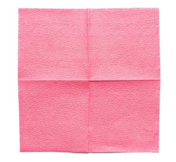 Розовая бумажная салфетка, изолированная на белом — стоковое фото