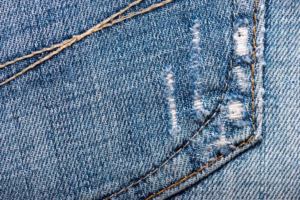Getragen Blue Jeans Stoff Textur — Stockfoto