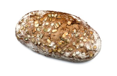 tohumlar üzerinde beyaz üstten görünüm ile ekmek