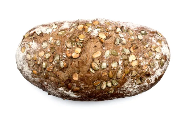 Bread with seeds on white top view — Stock Photo, Image