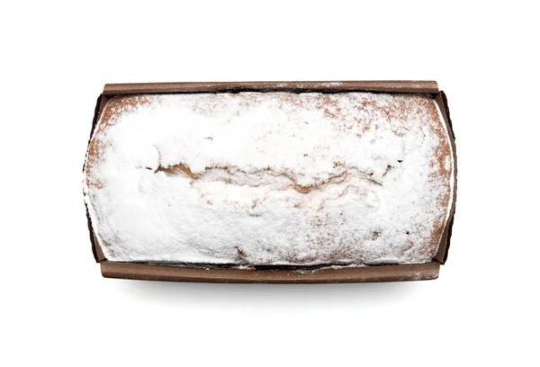 Ruddy rectangular cake on a white background — Stock Photo, Image