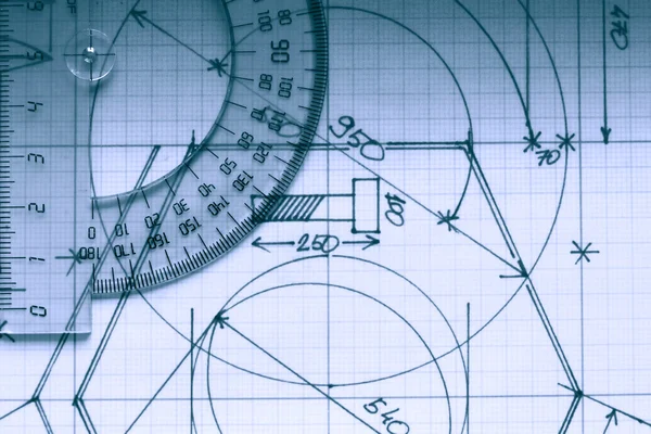 Protractor On Graph — Stock Photo, Image