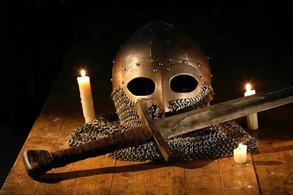 Helmet And Sword — Stock Photo, Image