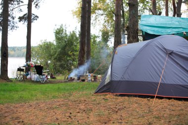 Tent Near Lake clipart