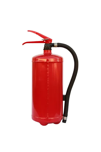 Extintor Incêndio Vermelho Isolado Fundo Branco Com Caminho Recorte — Fotografia de Stock