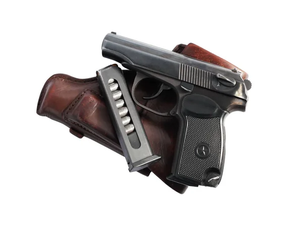 Eight Capacity Magazine Handgun Holster Isolated White Background — Stock Photo, Image