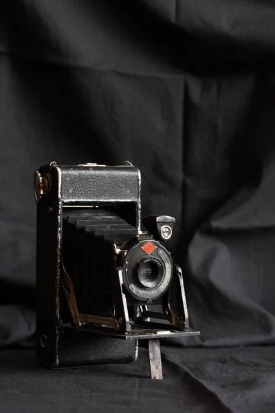 Very Old Photo Camera Nice Dark Cloth Background Royalty Free Stock Photos