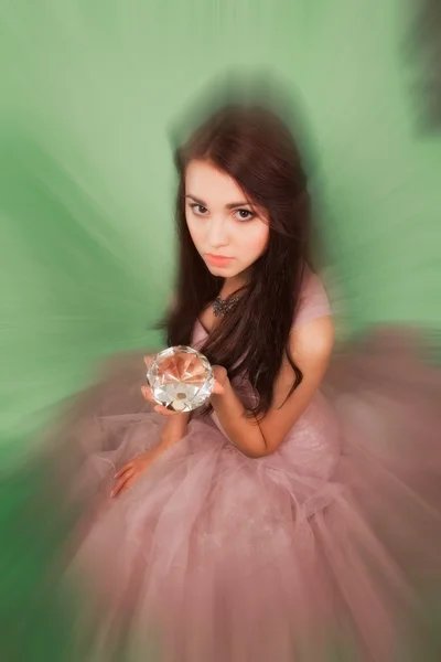 Young girl with diamond — Stock Photo, Image