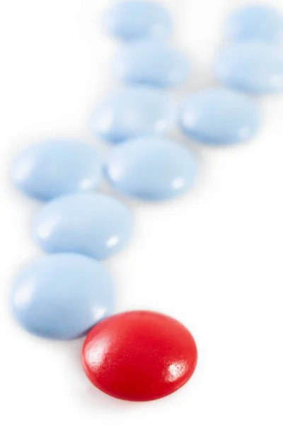 Blue Red Pills White Background — Stock Photo, Image