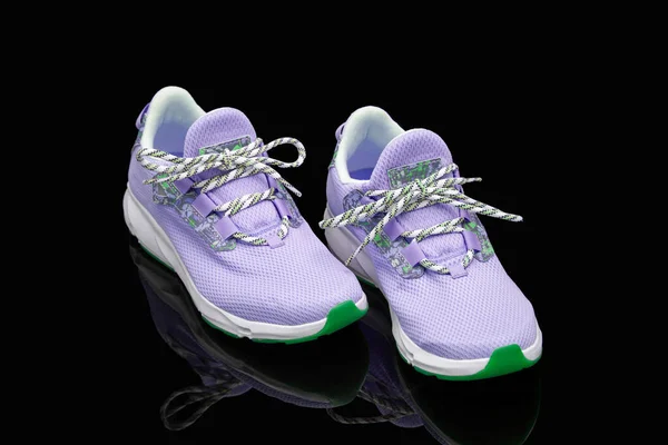 Soft Comfortable Purple Sneakers Black Background — Stock fotografie