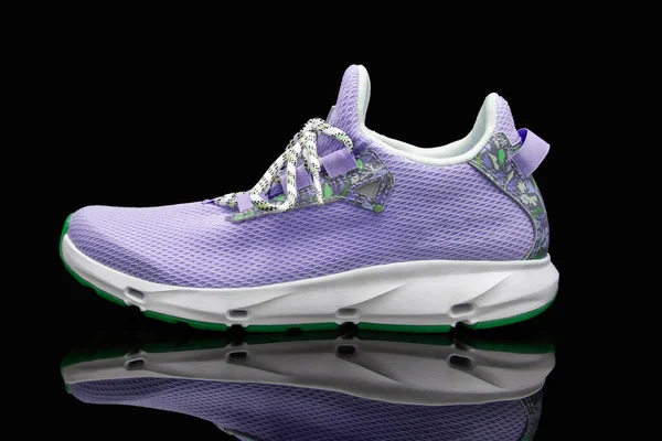 Soft Comfortable Purple Sneakers Black Background — Stockfoto