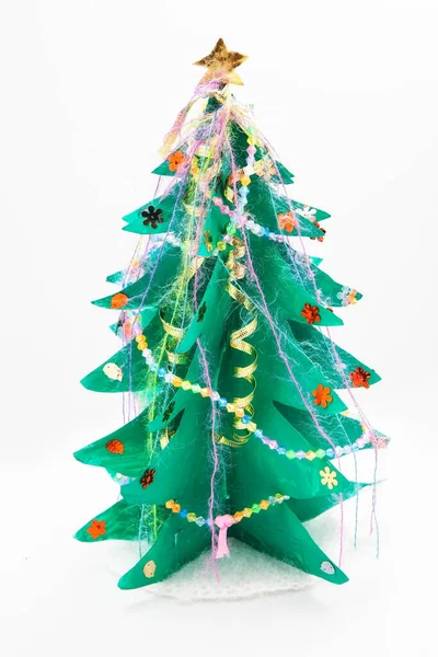 Beautiful Decorated Hahd Made Fir Tree Own Artwork — Zdjęcie stockowe