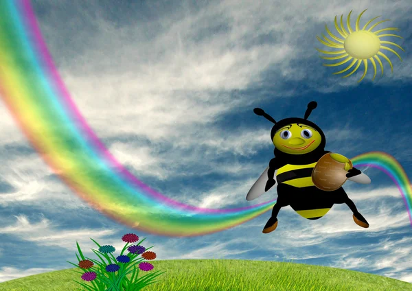 Mel e abelha — Fotografia de Stock