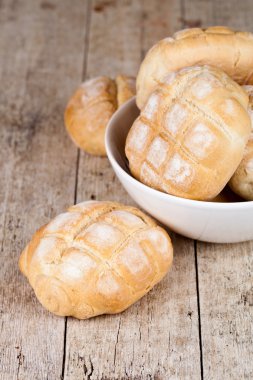 fresh baked buns in a bowl