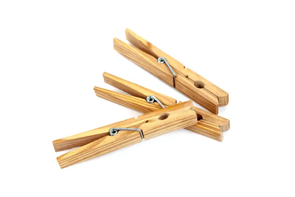 Trzy drewniane klamry — Zdjęcie stockowe