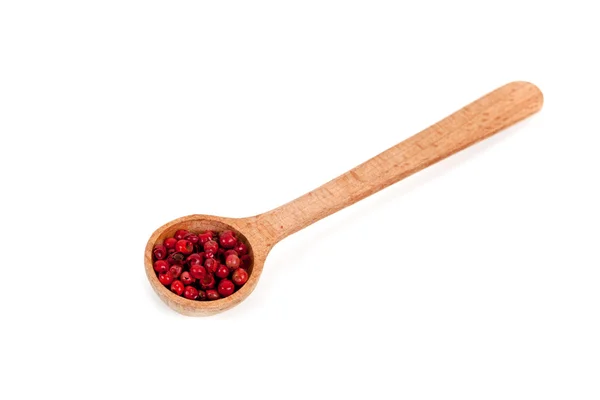 Pepe rosa in un cucchiaio di legno — Foto Stock