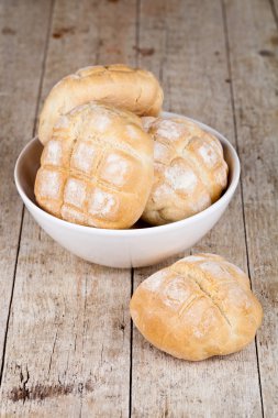 fresh baked buns in a bowl