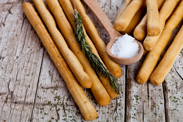 Bread sticks with rosemary and salt — Stock Photo, Image