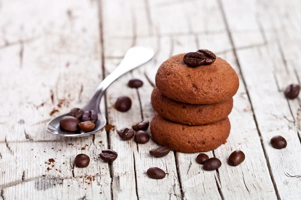 Biscuits au chocolat et grains de café — Photo