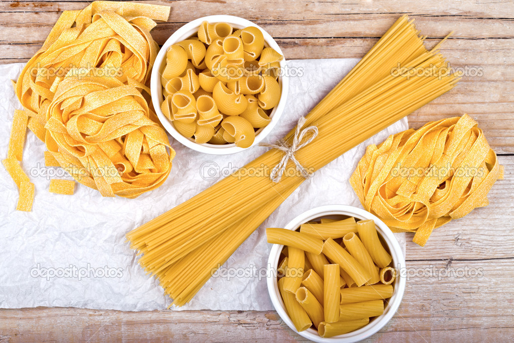 raw pasta and white paper