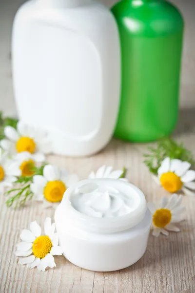 Cosmetics and chamomiles — Stock Image Cosmetics and chamomiles Stock Image