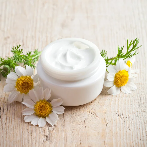 konteyner ile krema ve chamomiles 