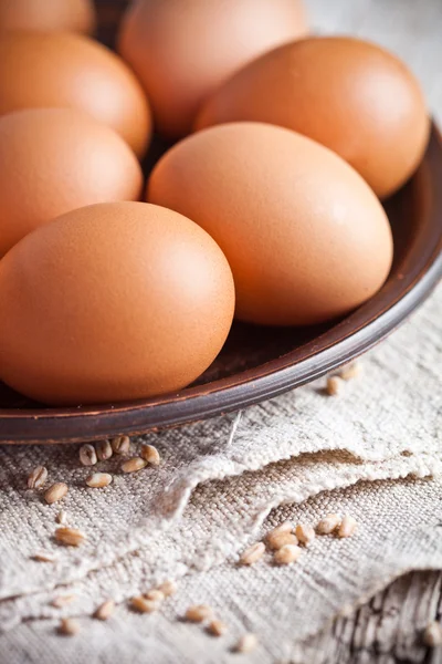 Čerstvá vejce hnědé — Stock fotografie