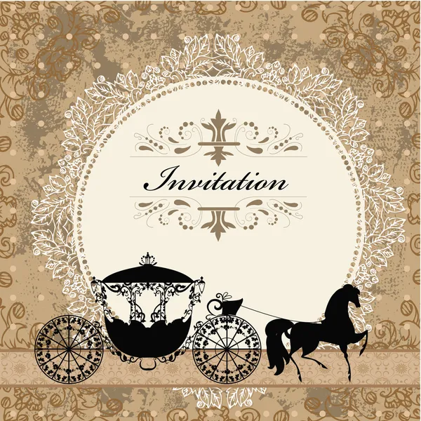 Card design with vintage carriage Vector Graphics