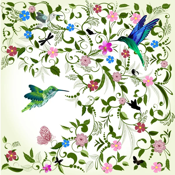 Floral background with bird — Stock Illustration Floral background with bird Stock Vector