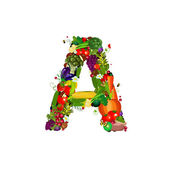 Fresh vegetables and fruits letter A