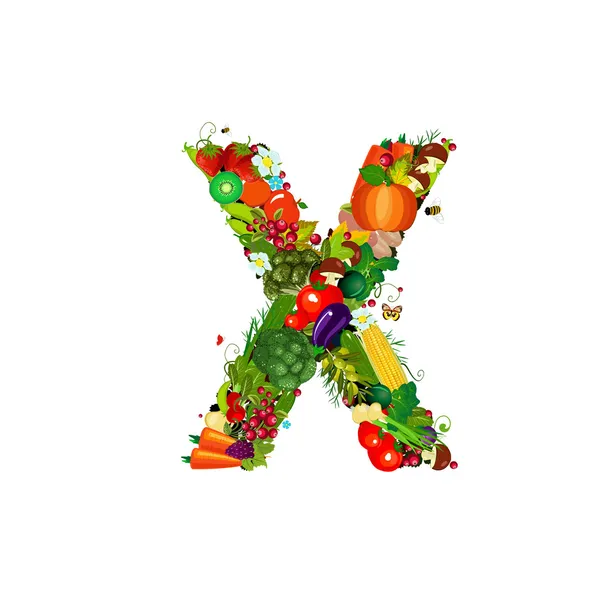 Fresh vegetables and fruits letter B — Stock Vector © Oksana 26891343