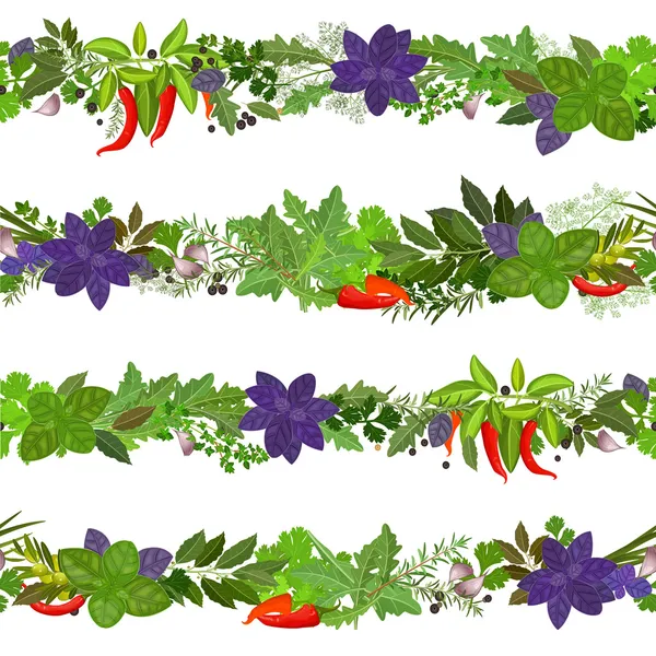 Herbs and spices Seamless collection — Stock Illustration Herbs and spices Seamless collection Vector Graphics