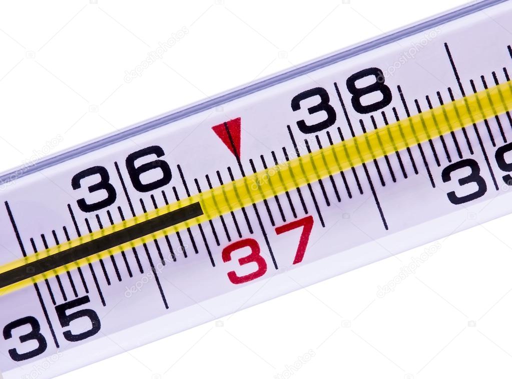 Termómetro de una temperatura corporal normal: fotografía ...
