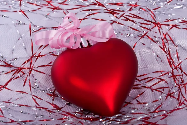 Christmas red heart with tape — Stock Photo, Image