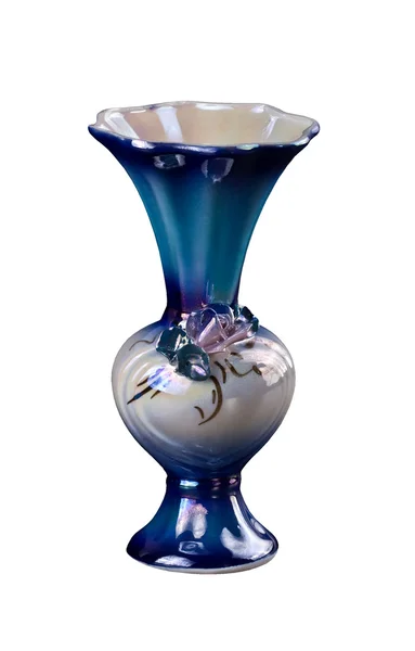 Blue flower vase on a white background — Stock Photo, Image