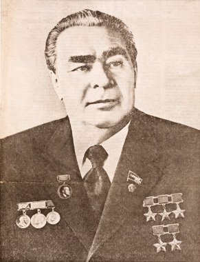 Moskova, SSCB - Kasım 1982. portresi İlyiç leonid Brejnev gazete 